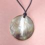Cord Pendant Necklace With Round Shell Piece Charm, thumbnail 1 of 4