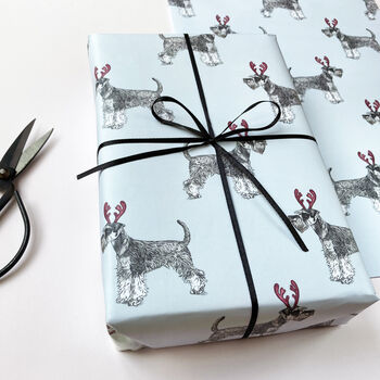 Festive Miniature Schnauzer Christmas Wrapping Paper, 2 of 4