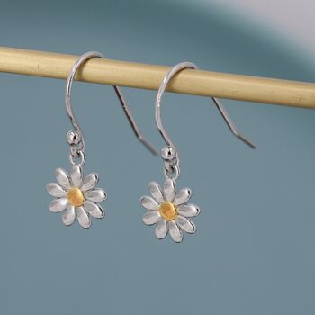 Little Daisy Flower Drop Hook Earrings, 2 of 11