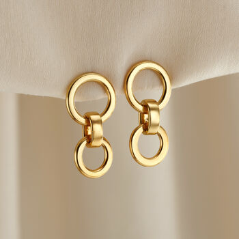 Hanging Hoop Charm Stud Earrings, 2 of 4