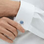 Woven Fabric Faced Cufflinks Mid Blue, thumbnail 2 of 4