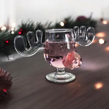 Christmas Reindeer Head Drinking Glass, 2 of 11