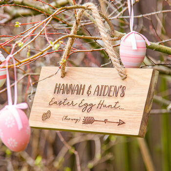 Personalised Easter Egg Hunt Wooden Sign, 2 of 6