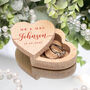 Classic Script Printed Wooden Heart Wedding Ring Box, thumbnail 1 of 3