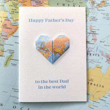 Father's Day Origami Map Heart Card, 3 of 5