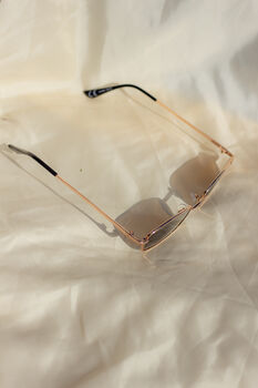 Brown Rectangle Wire Frame Sunglasses, 4 of 6