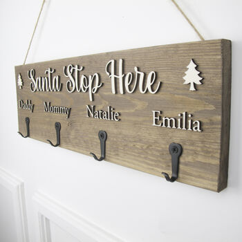 Personalised Christmas Stocking Hanger, Santa Stop Here, 2 of 6