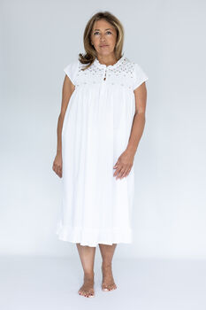 Women's Personalised White Cotton Rosebud Nightdress, 6 of 7