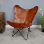 Brown Brazilian Leather Butterfly Chair, thumbnail 1 of 3