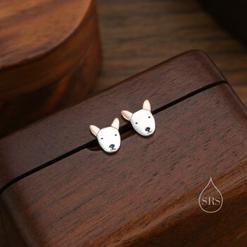 Sterling Silver Bull Terrier Dog Stud Earrings, 3 of 11