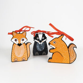 Fox, Badger And Squirrel Christmas Tree Decorations, 2 of 8