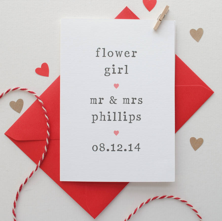 personalised flower girl card by the two wagtails
