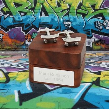 Personalised Silver Coloured Skateboard Cufflinks, 6 of 11