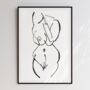 Woman Life Drawing Figure Monochrome Riso Print On Recycled Paper, thumbnail 3 of 8