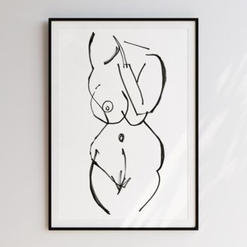 Woman Life Drawing Figure Monochrome Riso Print On Recycled Paper, 3 of 8