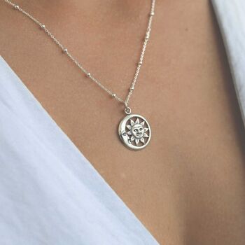 Sterling Silver Sun And Moon Necklace, 2 of 5