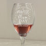 Personalised Manic Mum Day Wine Glass, thumbnail 2 of 3