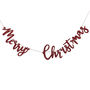 Red Glitter Merry Christmas Wooden Bunting Decoration, thumbnail 2 of 3