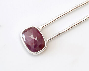 Natural Ruby Hairpin In Solid Sterling Silver, 2 of 3