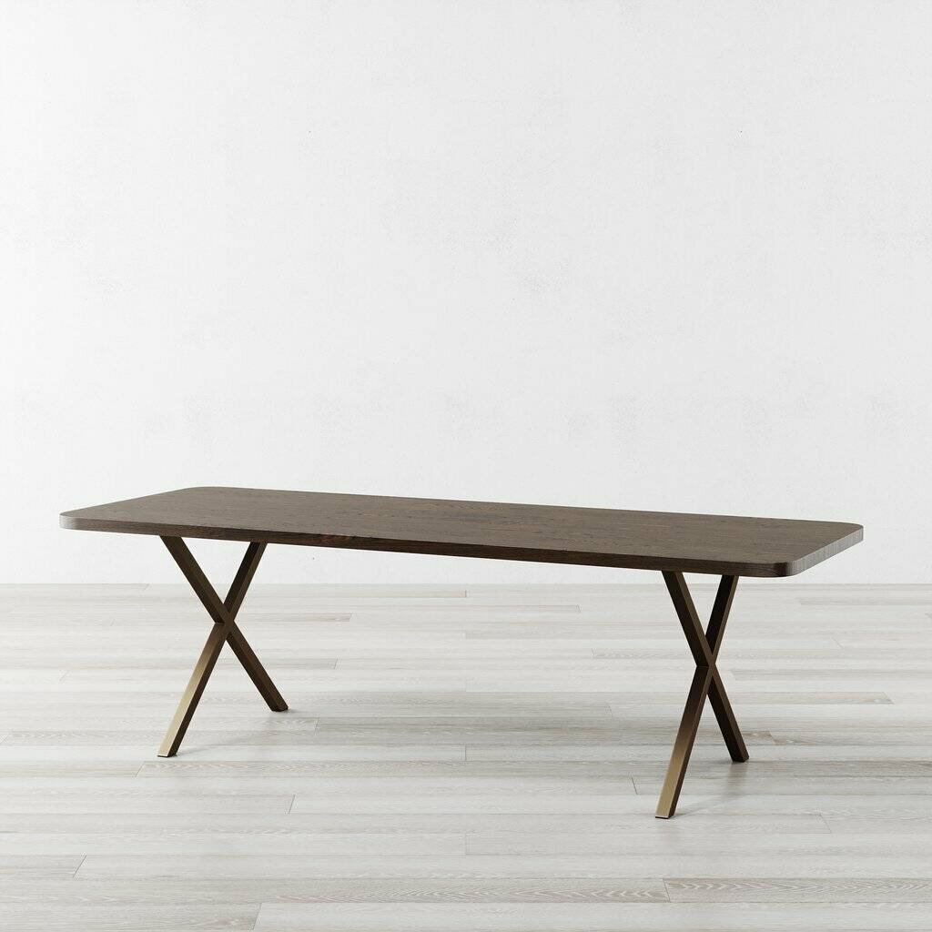 Battersea Brown Dining Table And X Shaped Legs, 1 of 6