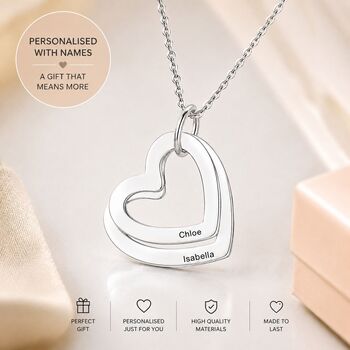 Personalised Multi Hearts Shaped Engraved Necklace, 8 of 10