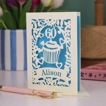 Personalised Papercut Cupcake Birthday Card, 3 of 8