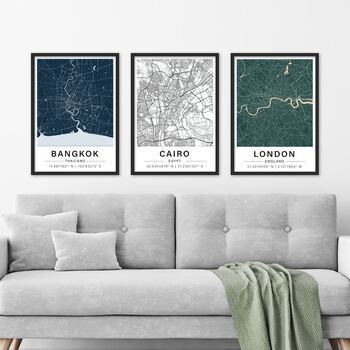 Personalised City Map Prints | Set Of Three, 6 of 9