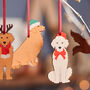Set Of Four Retriever Dog Christmas Tree Decorations, thumbnail 2 of 3