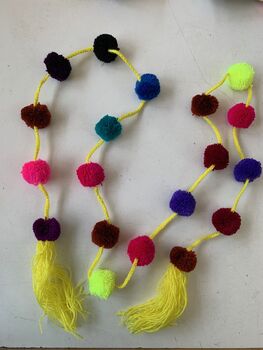 Three Strands Of Yellow Pompom Garlands, 5 of 7