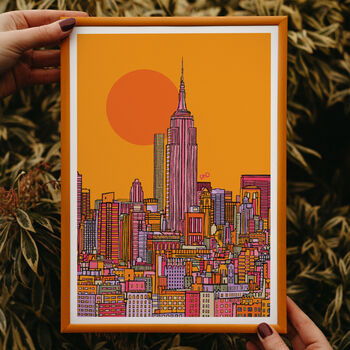 New York Empire State Building Yellow Art Print, 2 of 3