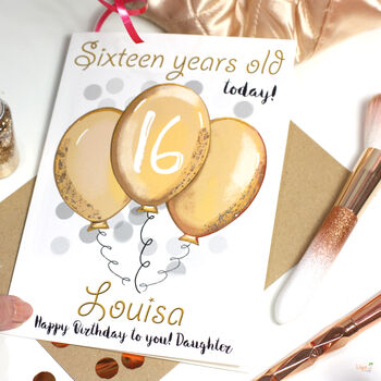 Personalised Gold Balloons Age Birthday Card, 4 of 8