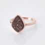 18k Rose Gold Plated Coffee Druzy Crystal Ring, thumbnail 1 of 4