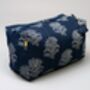 Fan Flower Pattern Indigo Cotton Wash Bag, thumbnail 2 of 10