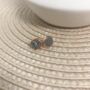 Silver Druzy Round 18k Rose Gold Plated Earrings, thumbnail 1 of 4