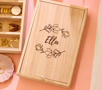 Personalised Floral Mirror Jewellery Box Travel Gift, 3 of 6
