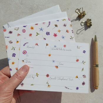 Pressed Wildflowers Ready To Write Invitations, 3 of 8