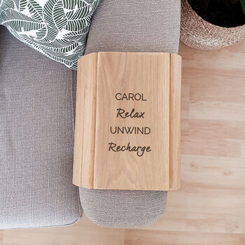 Personalised Message Wooden Sofa Armchair Tray, 5 of 7