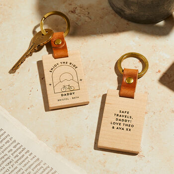 'Enjoy the Ride' Personalised Wooden Keyring, 3 of 5