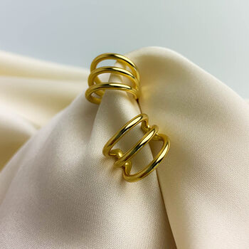 Sterling Silver Triple Hoop Stud Earrings, 4 of 6