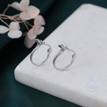 Cobra Snake Hoops Earrings In Sterling Silver, 6 of 10