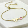 Gold Plated Initial And October Birthstone Bracelet, thumbnail 1 of 6