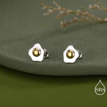 Sterling Silver Fried Egg Stud Earrings, 6 of 11