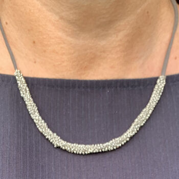 Grey Leather Trim Necklace And Bracelet Set, 7 of 10
