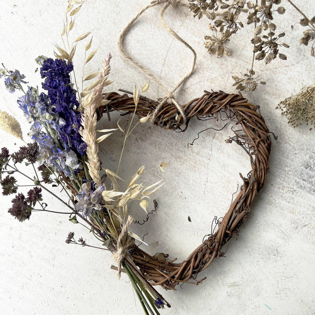 Vine Heart Wreath With British Dried Flowers