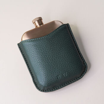 Copper Hip Flask With Premium Leather Sleeve, 2 of 7