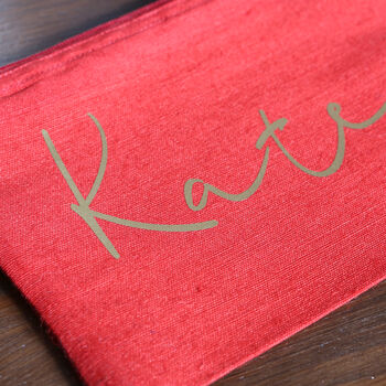 Personalised Red Accessory Pouch With Gold Font, 2 of 2