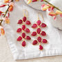 Ruby Leaf Style Gold Plated Silver Drop Earrings, thumbnail 1 of 11