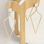 Gold Plated Drop Triangle Earrings, thumbnail 5 of 6
