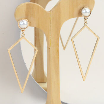 Gold Plated Drop Triangle Earrings, 5 of 6