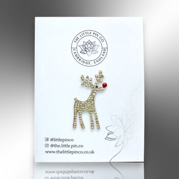 Reindeer Rhinestone Christmas Brooch Pin, 4 of 8